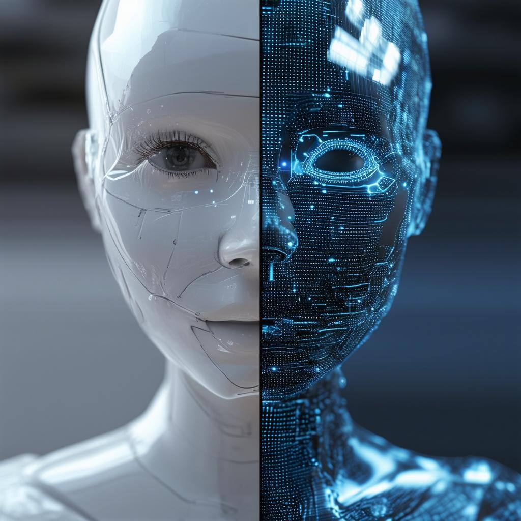 Split image showing beforeafter AI integration scenarios